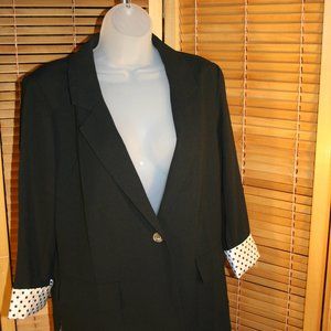 Andree Black Blazer w/White with Black Dots on  Sleeve Cuff Size M